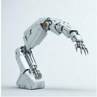 robotica braccio su bianca sfondo, futuro tecnologia concetto. ai generato foto