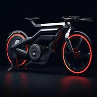 futuristico motociclo su il buio sfondo creato con generativo ai tecnologia foto