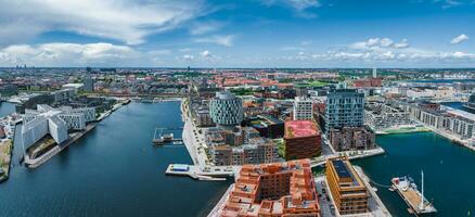 aereo panorama di indre osterbro, nordhavnen quartieri. foto