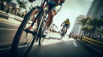 azione Ciclismo maratona. generativo ai foto