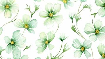 senza soluzione di continuità modello di crisopsia fiore nel acquerello stile isolato su bianca sfondo. crisopsia fiore struttura sfondo. generativo ai foto