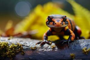 salamandra nel natura largo vita animali. ai generato. foto