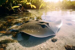 Stingray nel natura largo vita animali. ai generato. foto