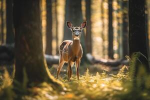 cervo nel natura largo vita animali. ai generato. foto