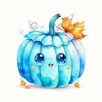 kawaii blu zucca decorazione su bianca sfondo foto