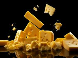 delizioso pezzi di formaggio con isolato sfondo generativo ai foto