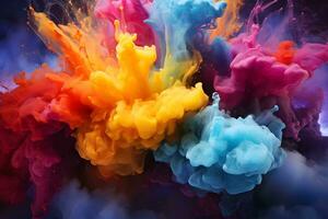 inchiostro nel acqua arcobaleno di colori, movimento colore far cadere nel acqua, inchiostro vorticoso nel ,colorato inchiostro astrazione. fantasia sognare nube di inchiostro sotto acqua, ai creare foto