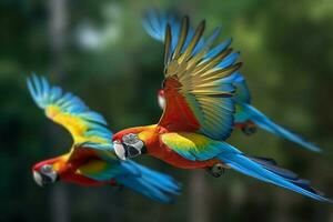 ara pappagalli volante tropicale. creare ai foto