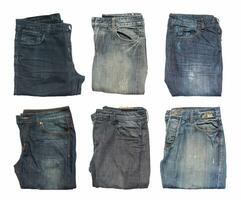 jeans collezione imposta isolato su bianca sfondo. foto