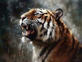 tigre illustrazione dipinti di unico parete arte generativo ai foto