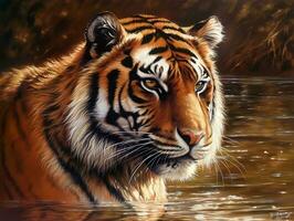 tigre illustrazione dipinti di unico parete arte generativo ai foto