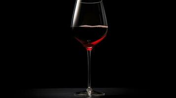 un' bicchiere di rosso vino su un' alto gamba contro un' nero sfondo. silhouette concetto foto
