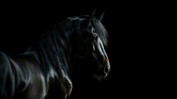 budenny cavallo S ombra su nero sfondo. silhouette concetto foto
