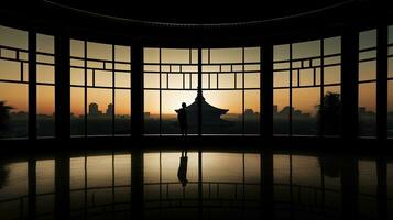 Pechino Cina edificio interno silhouette foto