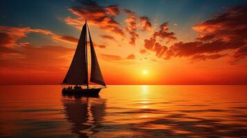 vela barca silhouette foto a tramonto