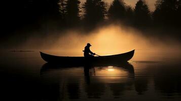 silhouette di un' canoa foto