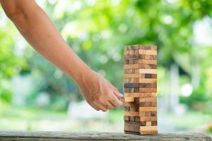 costruire blocchi di legno, piano e strategia foto