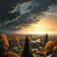 autunno tempo metereologico pioggia e nube alto qualità ai generato Immagine foto