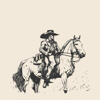 rodeo occidentale cowboy Vintage ▾ mano disegnato opera d'arte foto