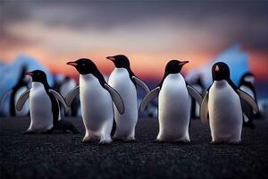 pinguini su il neve. ai generativo foto