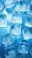 ghiaccio cubi con acqua gocce su un' blu sfondo. tonica. ai generativo foto