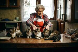 nonna con sua gatti foto