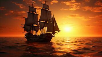 Due Barche crociera a tramonto. silhouette concetto foto