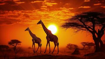 safari tramonto con d'oro natura sagome foto