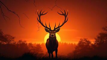 cervo silhouette a tramonto foto