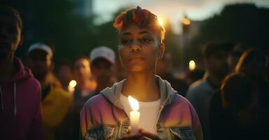 lume di candela veglia per LGBTQ diritti attivisti. foto