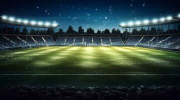 calcio stadio a notte con luminosa luci foto