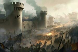 medievale guerra castello Europa. creare ai foto