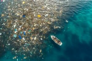 oceano spazzatura rifiuti. creare ai foto