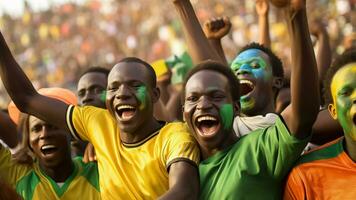 burkinabé calcio fan festeggiare un' vittoria foto