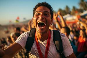 egiziano spiaggia calcio fan festeggiare un' vittoria foto