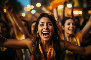 ecuadoriano calcio fan festeggiare un' vittoria foto