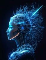 bellissimo femmina robot con artificiale intelligenza foto