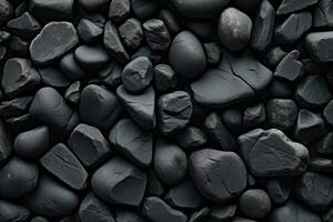 ciottoli pietre sfondo con nero tonica. ai generato foto