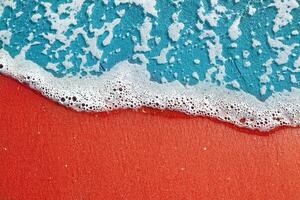 morbido mare onda con schiuma su un' rosa sabbia spiaggia, testo spazio. mare paesaggio sfondo foto