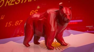 il rosso orso su argentina bandiera su attività commerciale grafico sfondo 3d interpretazione foto