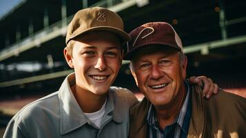 uomo e figlio su baseball gioco foto