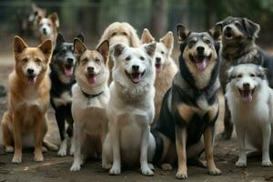 cani gruppi folla natura. creare ai foto