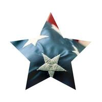 americano bandiera nel stella forma isolato su bianca sfondo foto