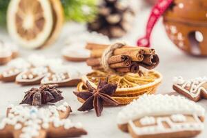 cannella stella anice Pan di zenzero asciutto arancia con Natale decorazione foto