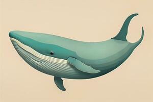 blu balena isolato su un' solido clor sfondo. ai generativo foto
