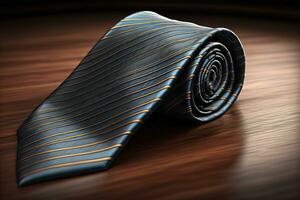 un' cravatta su un' di legno sfondo con riflessione. ai generativo foto
