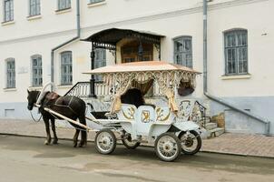 tradizionale cavallo carrozza nel suzdal, Russia foto
