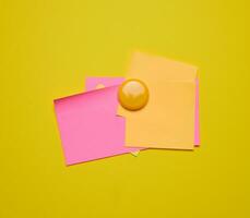 colorato carta vuoto adesivi allegato con un' pulsante, spazio per Appunti e etichette foto