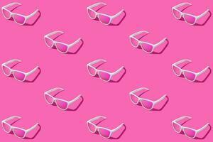 modello di rosa occhiali da sole con rosa pendenza sfondo. studio sparo. foto