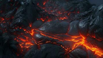 grande rosso lava lava nel il montagne generativo ai, ai generato foto